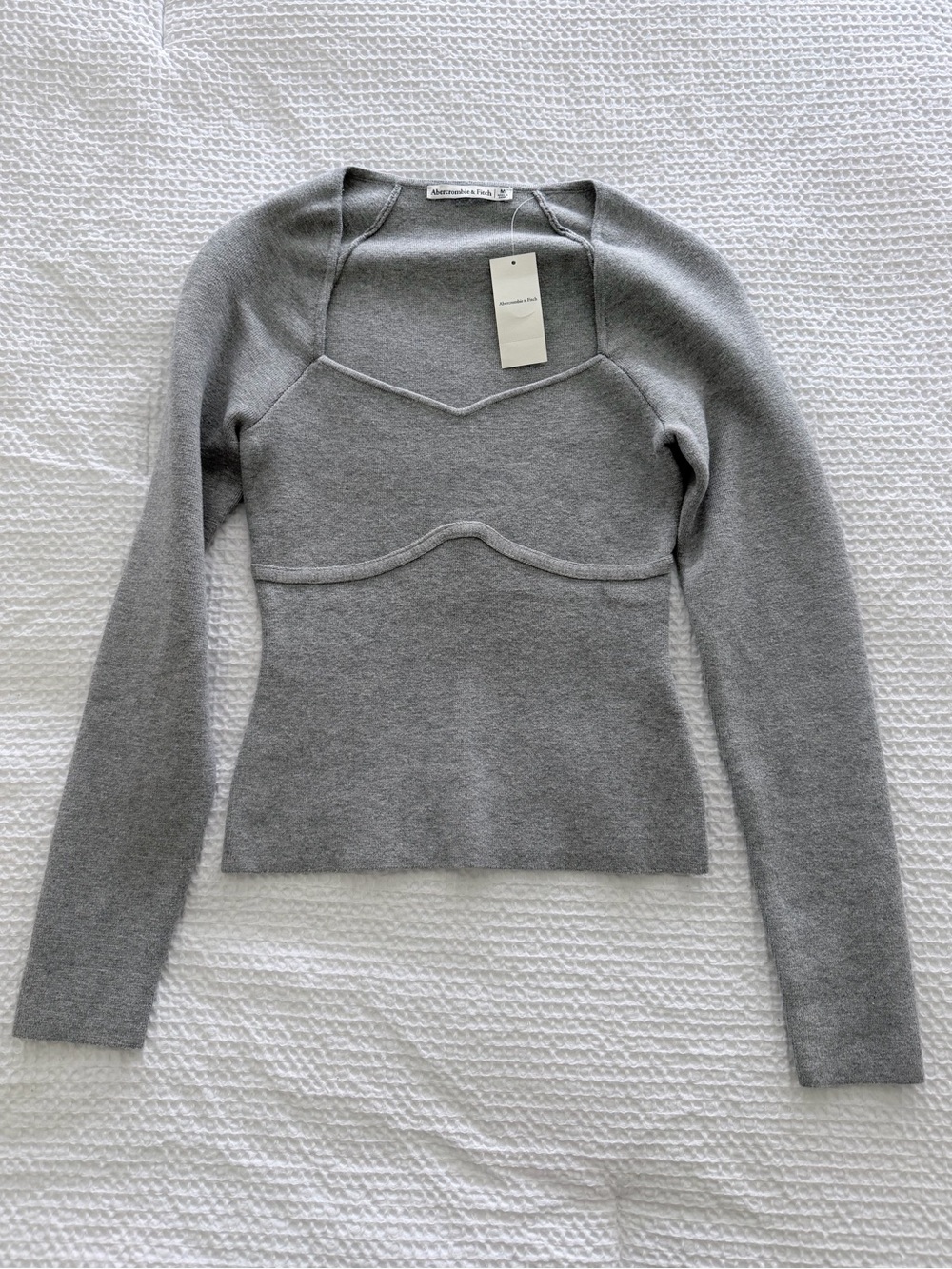 NWT Abercrombie & Fitch Gray Long-Sleeve Fitted Top